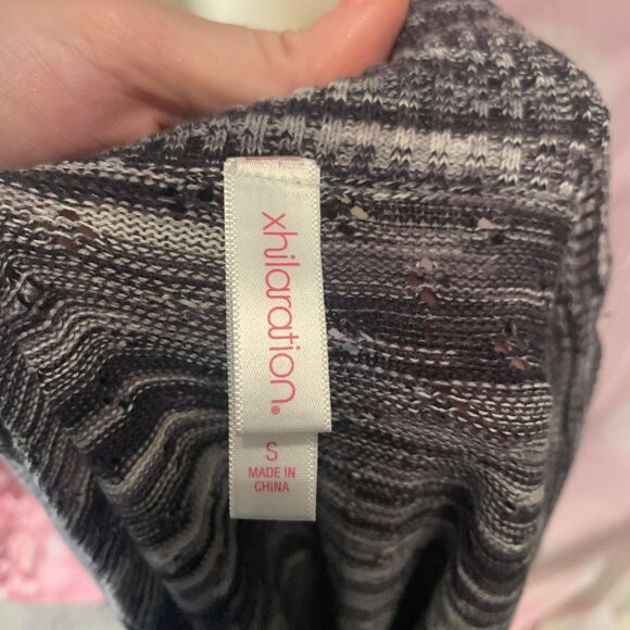 Women's Black & White Blended Colored Sweater with Tie - Picture 10 of 11